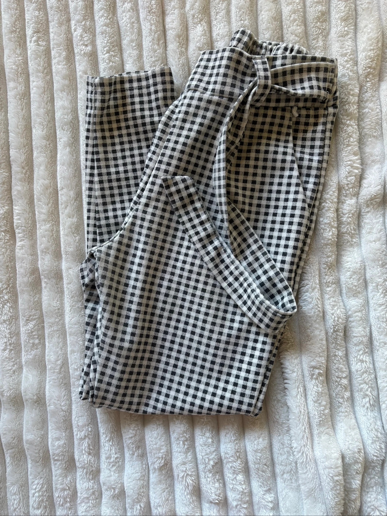 Pantalon ceinturé motif vichy